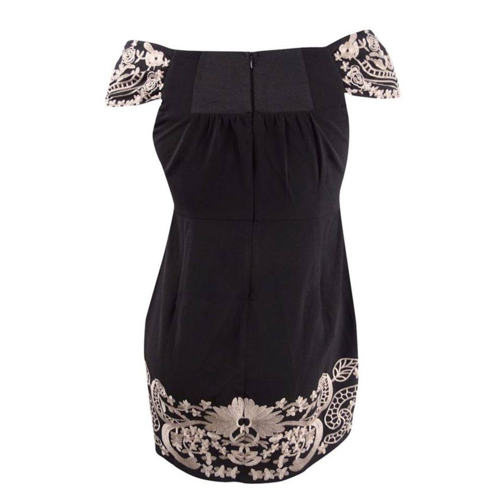 Foxiedox Women's Embroidered Off-The-Shoulder Dress (M, Black/Blush) - Picture 3 of 3